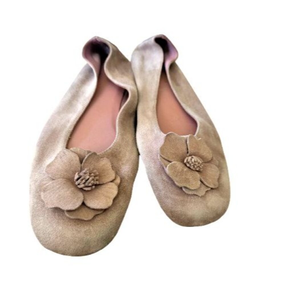 Dexter Pale Pink Suede Flower Flats Size 10B